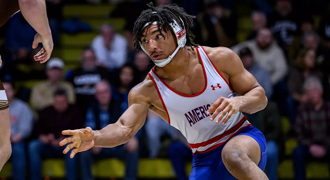 American's Caleb Campos (184) was named the Outstanding Wrestler of the 122nd EIWA Championships